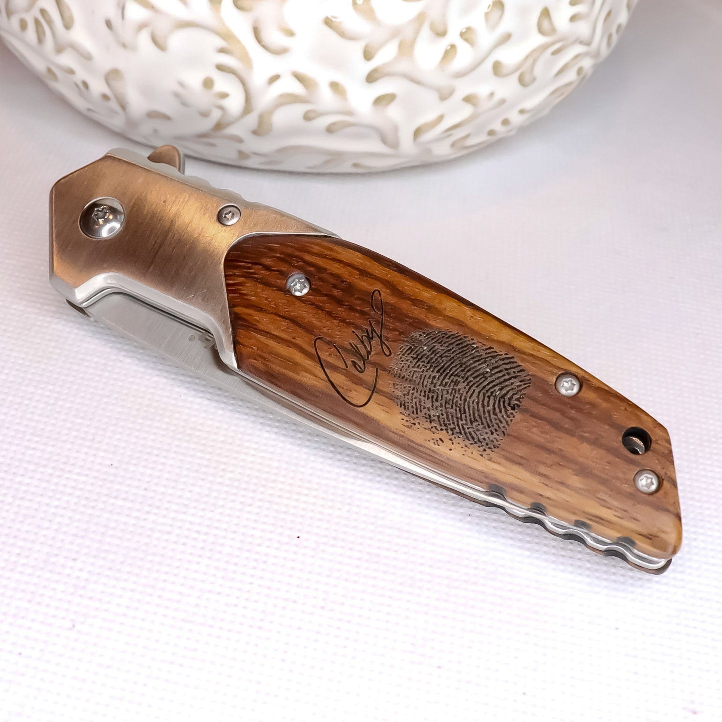 Memorial Fingerprint Engraved Pocket Knife