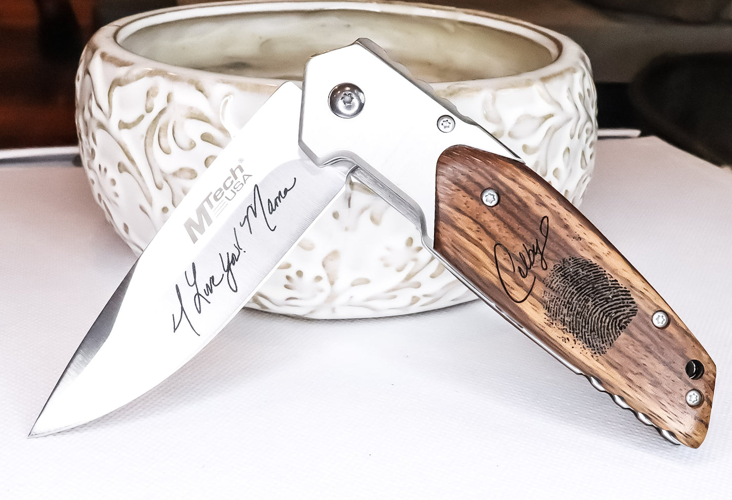 Memorial Fingerprint Engraved Pocket Knife