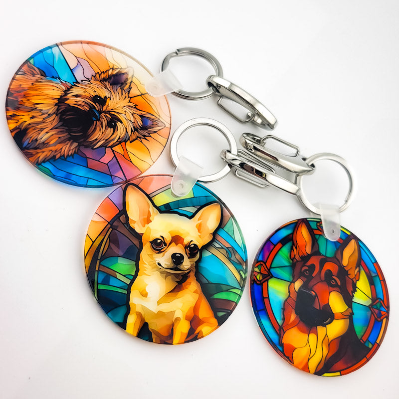 Dog Stained Glass Keychain